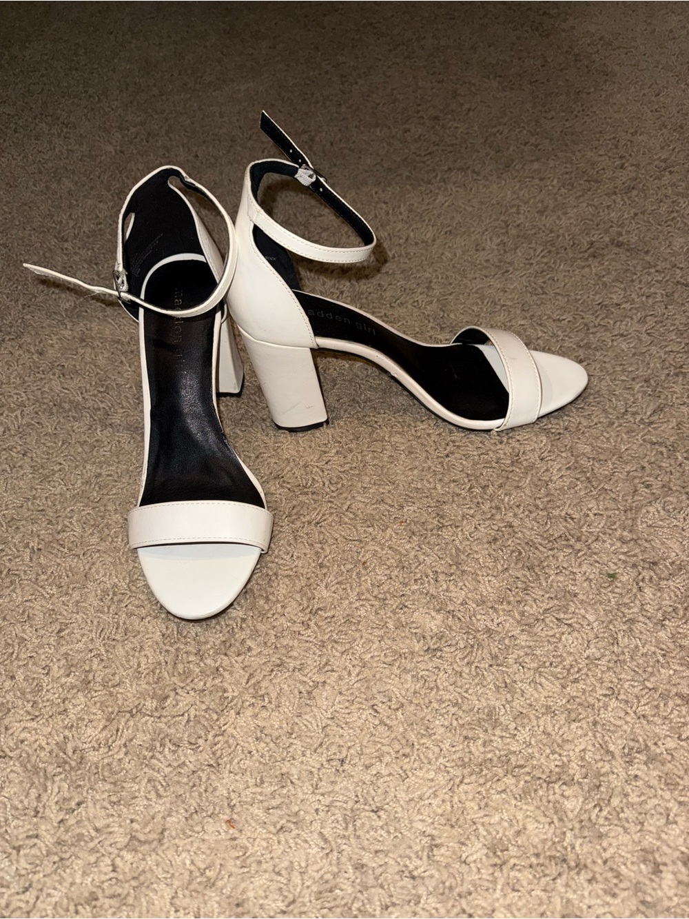 Madden Girl White Ankle-Strap Block Heel Sandals